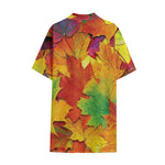 Autumn Maple Leaves Print Cotton Hawaiian Shirt