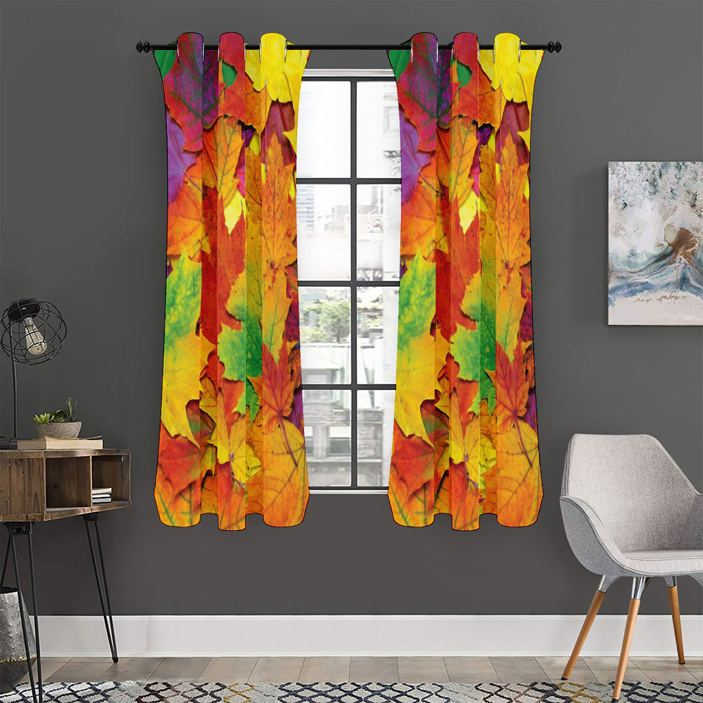 Autumn Maple Leaves Print Curtain