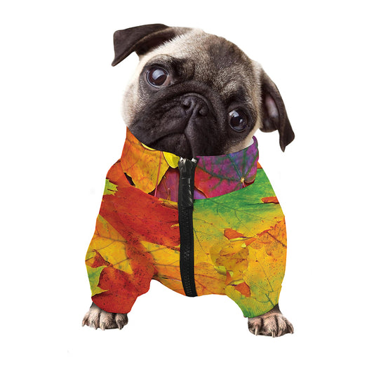 Autumn Maple Leaves Print Dog Zip Up Jacket