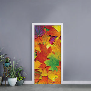 Autumn Maple Leaves Print Door Sticker