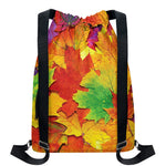 Autumn Maple Leaves Print Drawstring Backpack