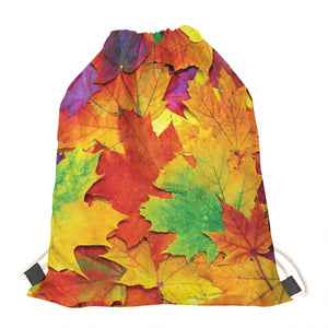 Autumn Maple Leaves Print Drawstring Bag