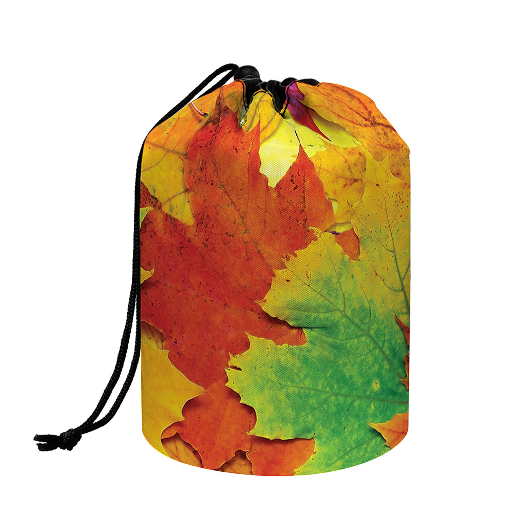 Autumn Maple Leaves Print Drawstring Makeup Bag