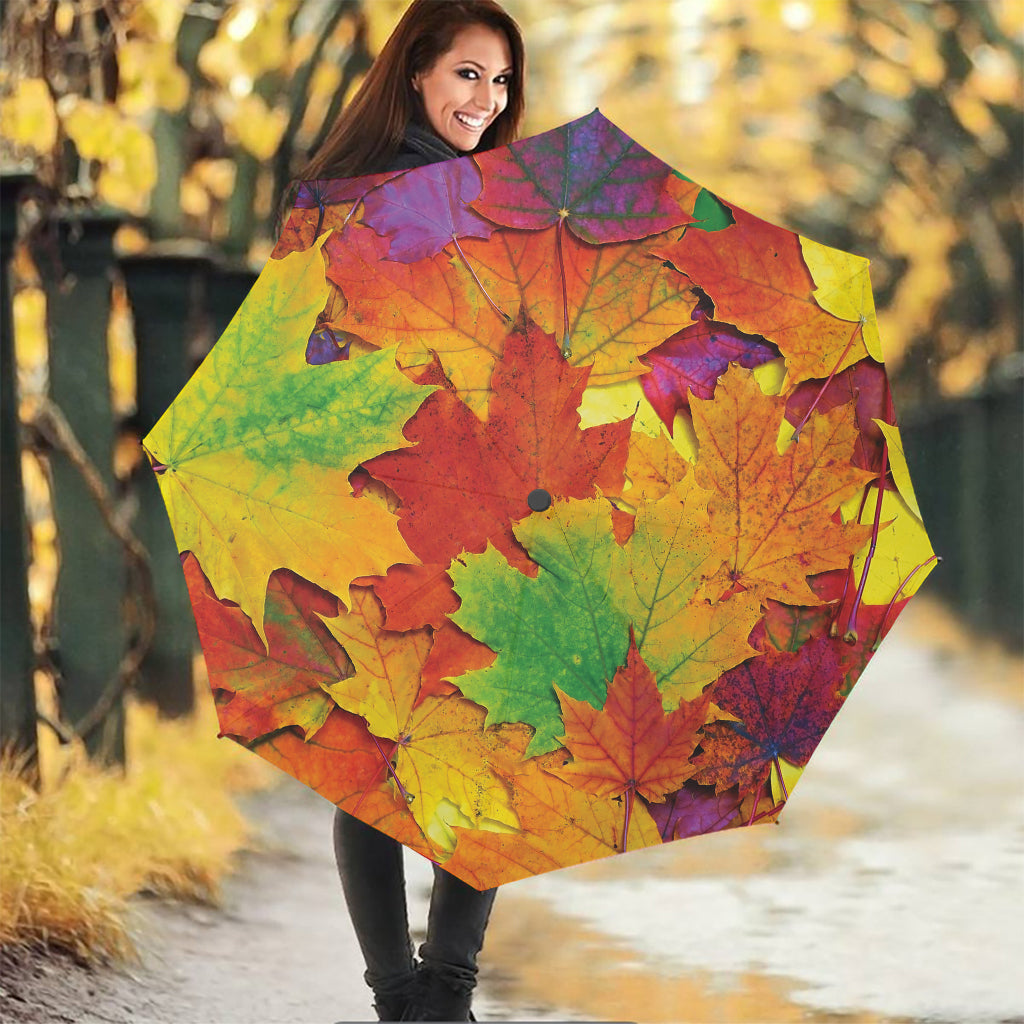 Autumn Maple Leaves Print Foldable Umbrella