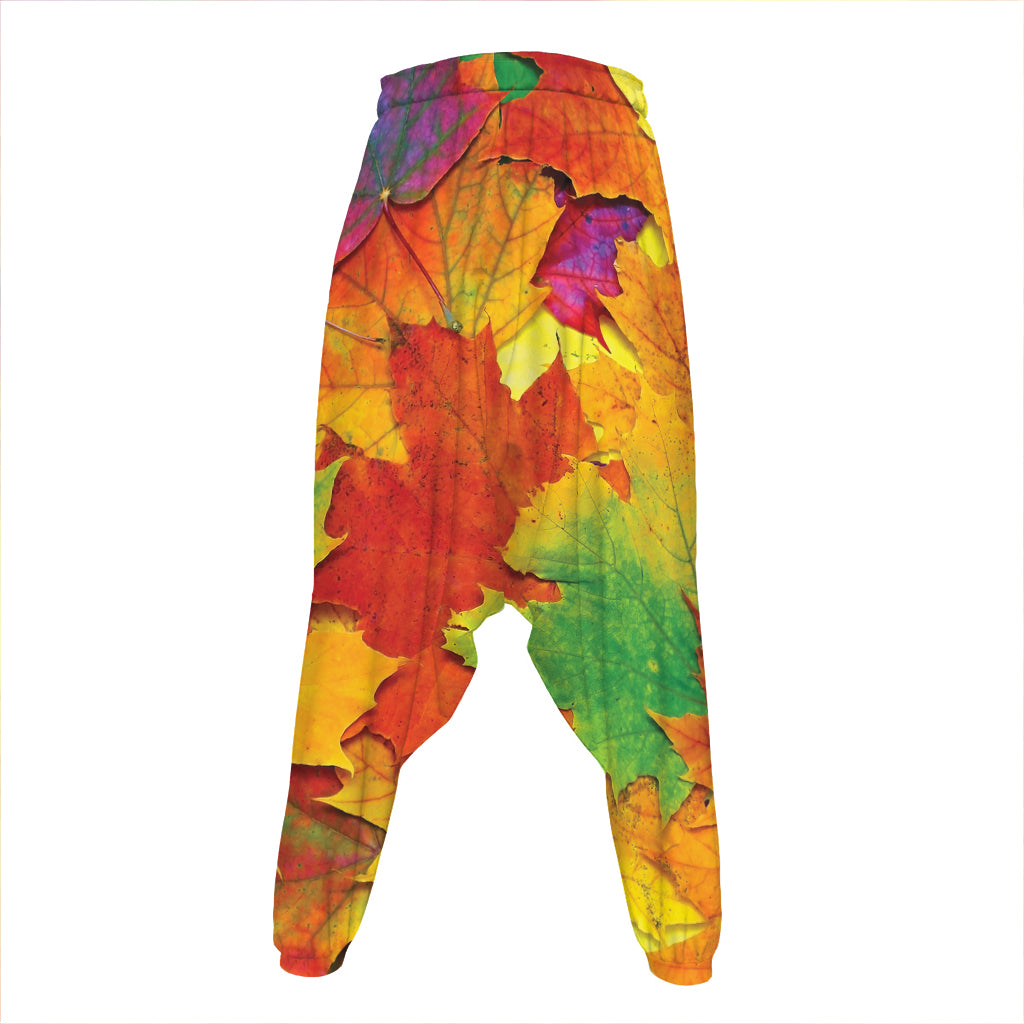 Autumn Maple Leaves Print Hammer Pants