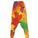 Autumn Maple Leaves Print Hammer Pants