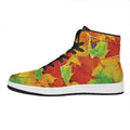 Autumn Maple Leaves Print High Top Leather Sneakers