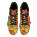 Autumn Maple Leaves Print High Top Leather Sneakers
