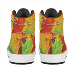 Autumn Maple Leaves Print High Top Leather Sneakers
