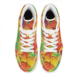 Autumn Maple Leaves Print High Top Leather Sneakers