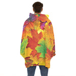 Autumn Maple Leaves Print Hoodie Blanket