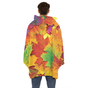 Autumn Maple Leaves Print Hoodie Blanket