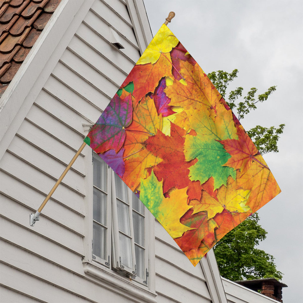 Autumn Maple Leaves Print House Flag