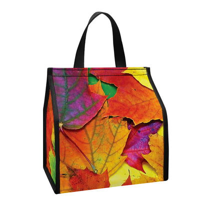 Autumn Maple Leaves Print Insulated Lunch Tote