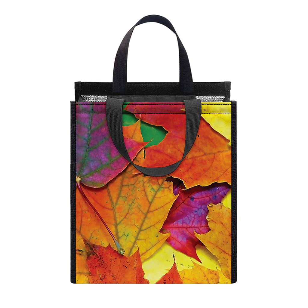Autumn Maple Leaves Print Insulated Lunch Tote