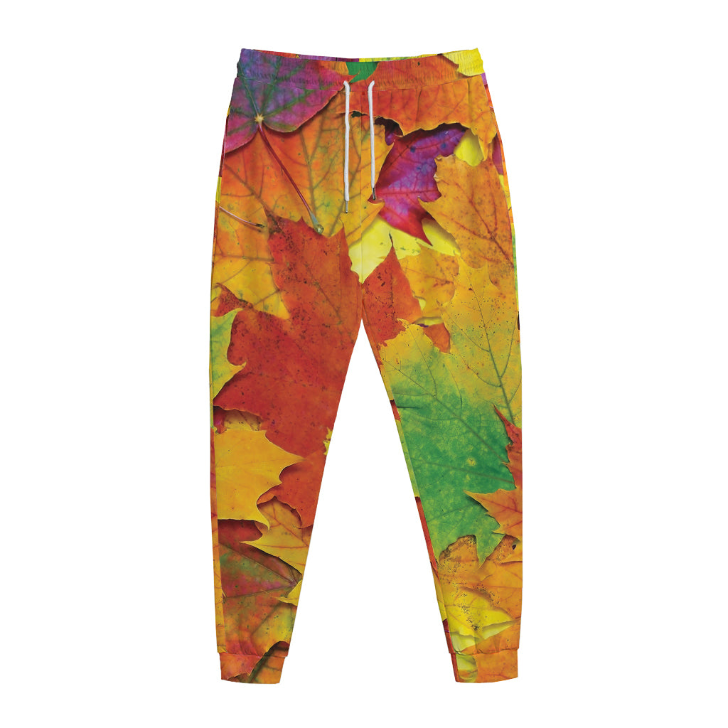 Autumn Maple Leaves Print Jogger Pants