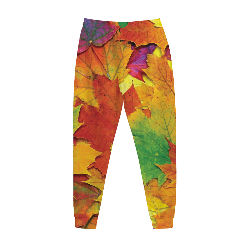 Autumn Maple Leaves Print Jogger Pants