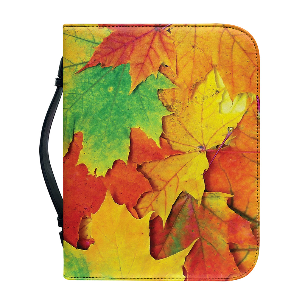 Autumn Maple Leaves Print Leather Bible Cover