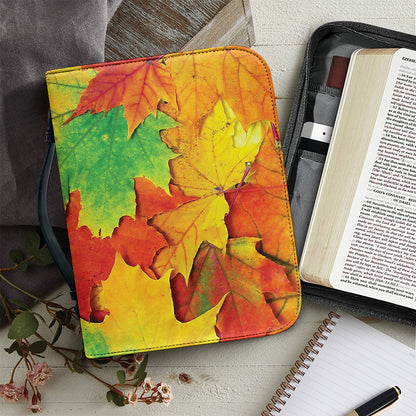 Autumn Maple Leaves Print Leather Bible Cover