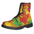 Autumn Maple Leaves Print Lace-Up Boots