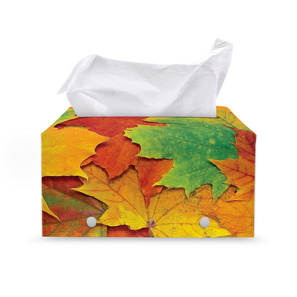 Autumn Maple Leaves Print Leather Tissue Box Cover