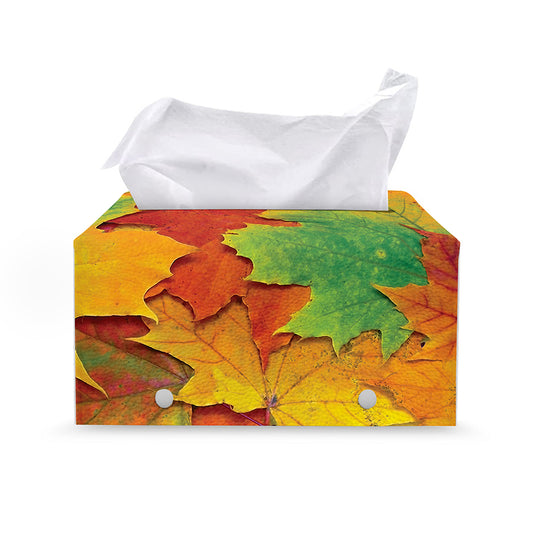 Autumn Maple Leaves Print Leather Tissue Box Cover