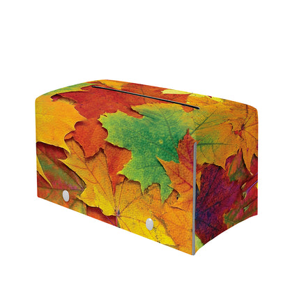 Autumn Maple Leaves Print Leather Tissue Box Cover