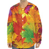 Autumn Maple Leaves Print Long Sleeve Baseball Jersey