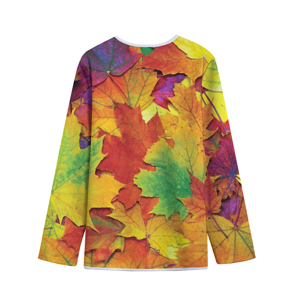 Autumn Maple Leaves Print Long Sleeve Short Coat