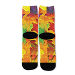 Autumn Maple Leaves Print Long Socks