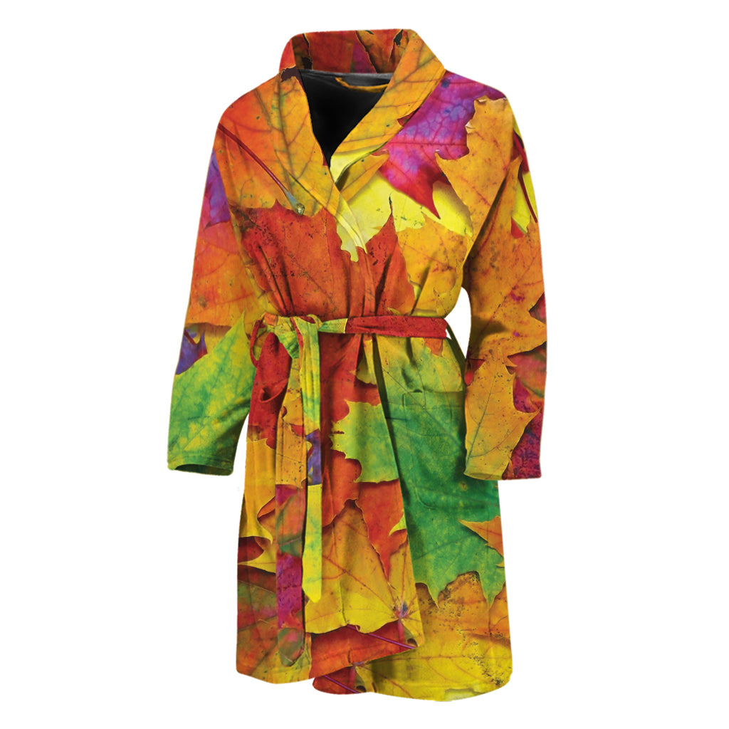 Autumn Maple Leaves Print Men's Bathrobe