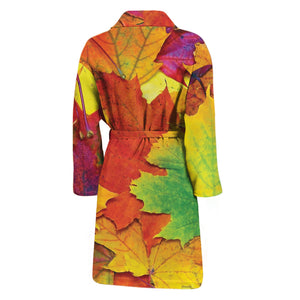 Autumn Maple Leaves Print Men's Bathrobe