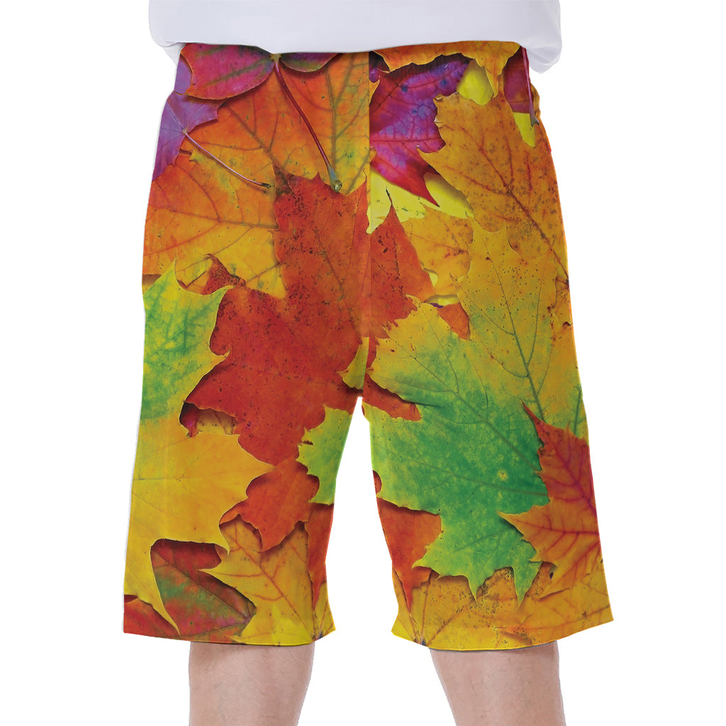 Autumn Maple Leaves Print Men's Beach Shorts