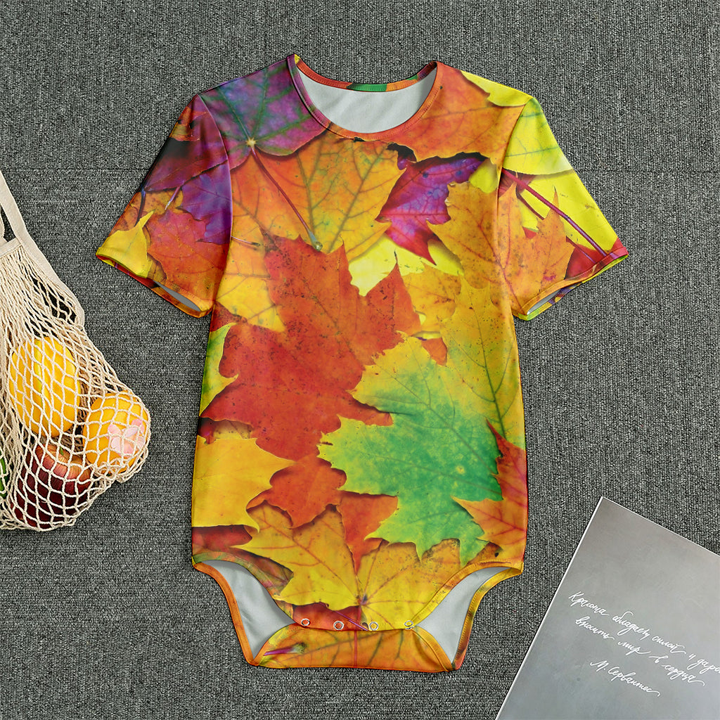 Autumn Maple Leaves Print Men's Bodysuit