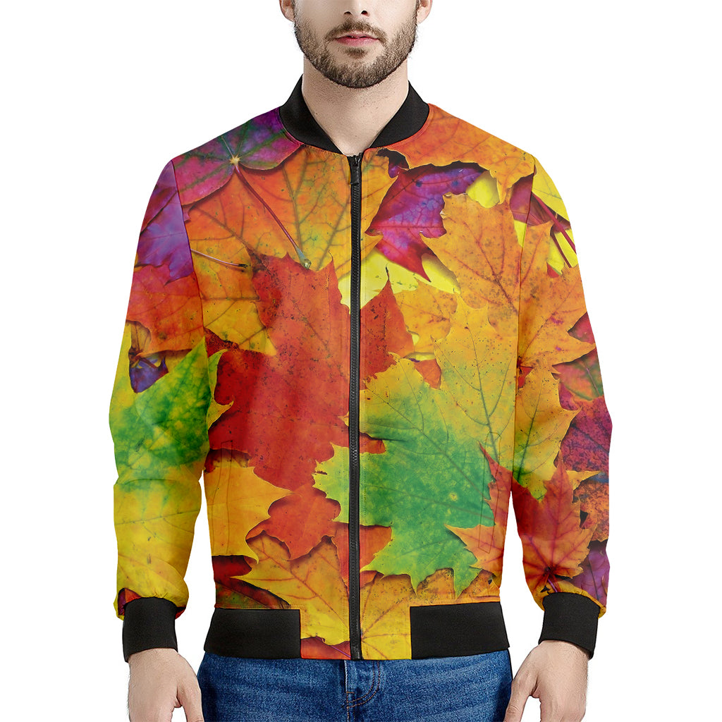 Autumn Maple Leaves Print Men's Bomber Jacket