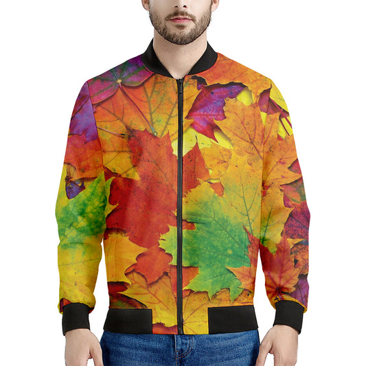 Autumn Maple Leaves Print Men's Bomber Jacket