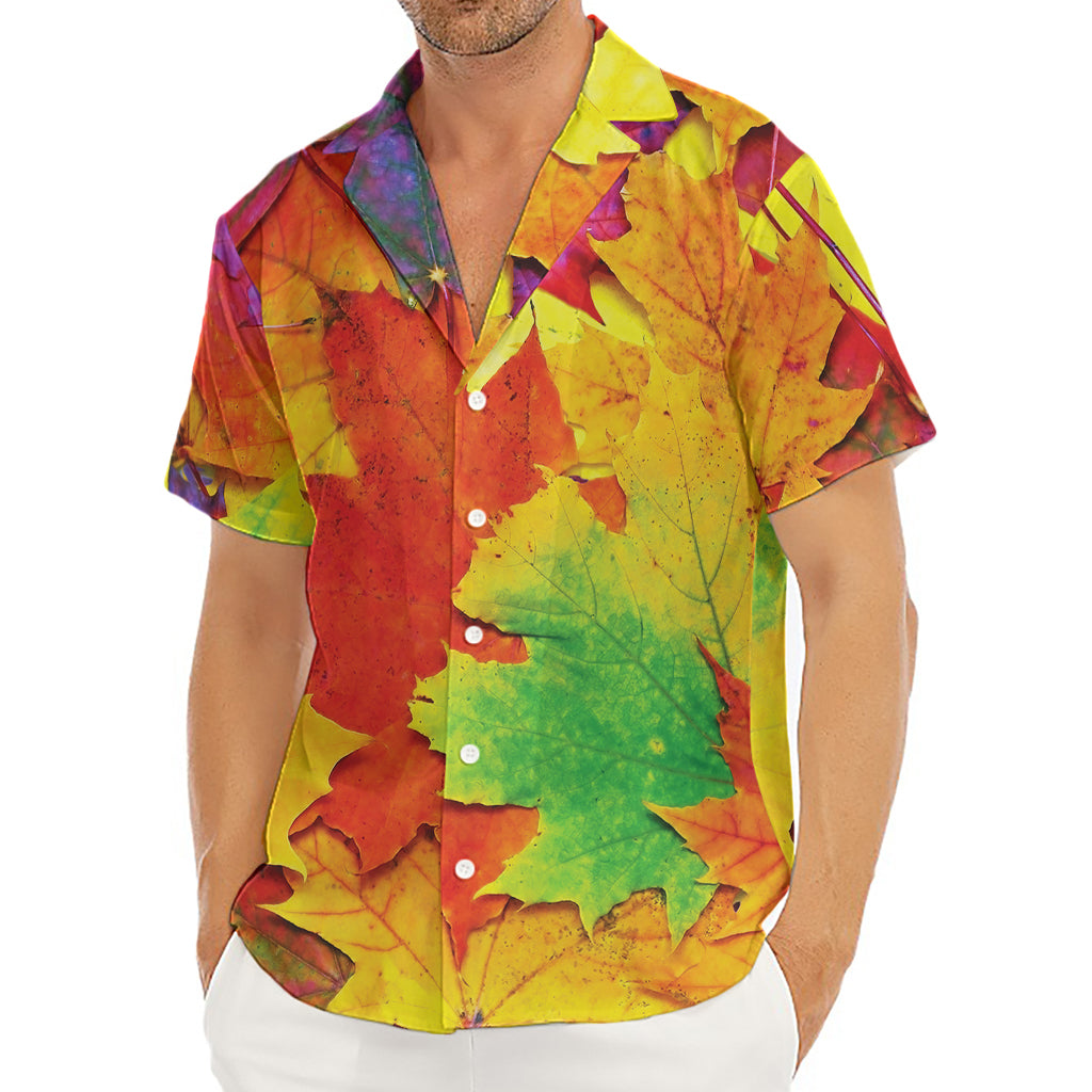 Autumn Maple Leaves Print Men's Deep V-Neck Shirt