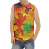 Autumn Maple Leaves Print Men's Fitness Tank Top