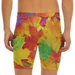 Autumn Maple Leaves Print Men's Long Boxer Briefs