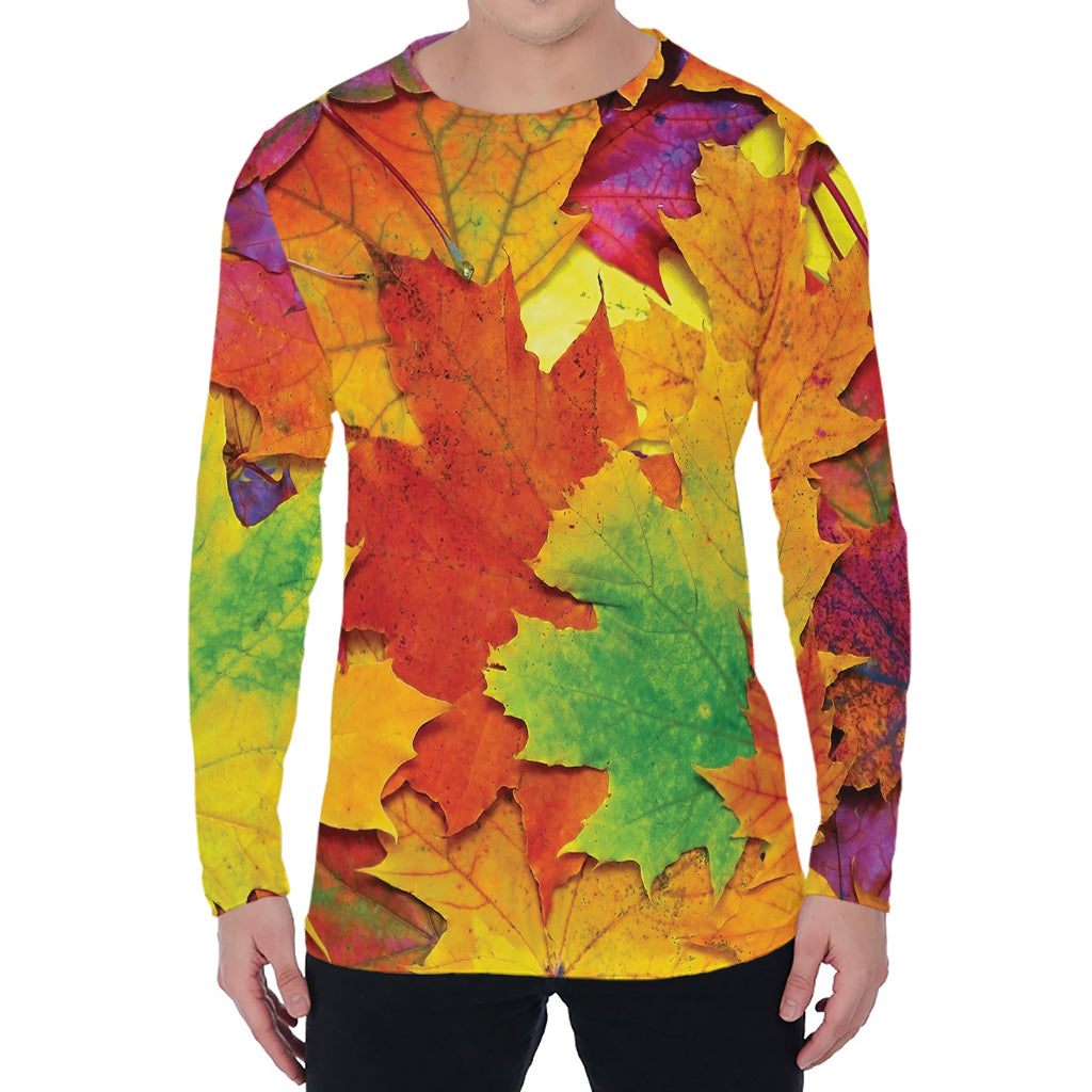 Autumn Maple Leaves Print Men's Long Sleeve T-Shirt