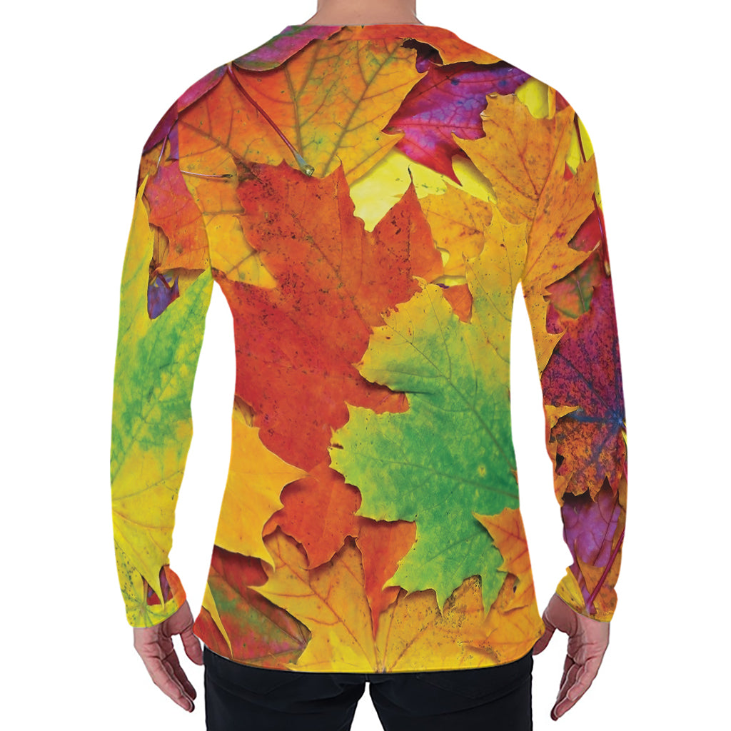 Autumn Maple Leaves Print Men's Long Sleeve T-Shirt