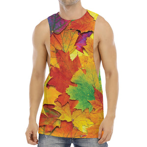 Autumn Maple Leaves Print Men's Muscle Tank Top