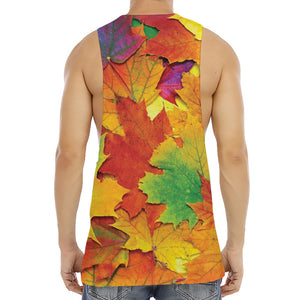 Autumn Maple Leaves Print Men's Muscle Tank Top