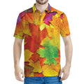 Autumn Maple Leaves Print Men's Polo Shirt