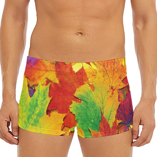 Autumn Maple Leaves Print Men's Short Boxer Briefs