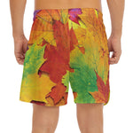 Autumn Maple Leaves Print Men's Split Running Shorts