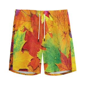 Autumn Maple Leaves Print Men's Sports Shorts