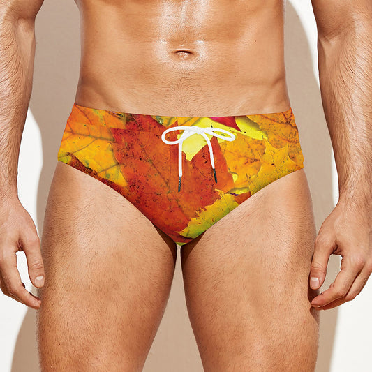 Autumn Maple Leaves Print Men's Swim Briefs