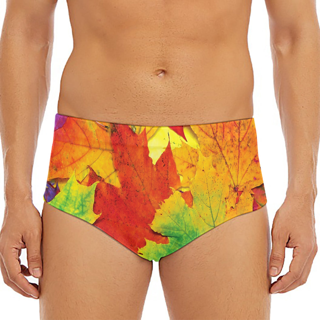 Autumn Maple Leaves Print Men's Triangle Swim Briefs