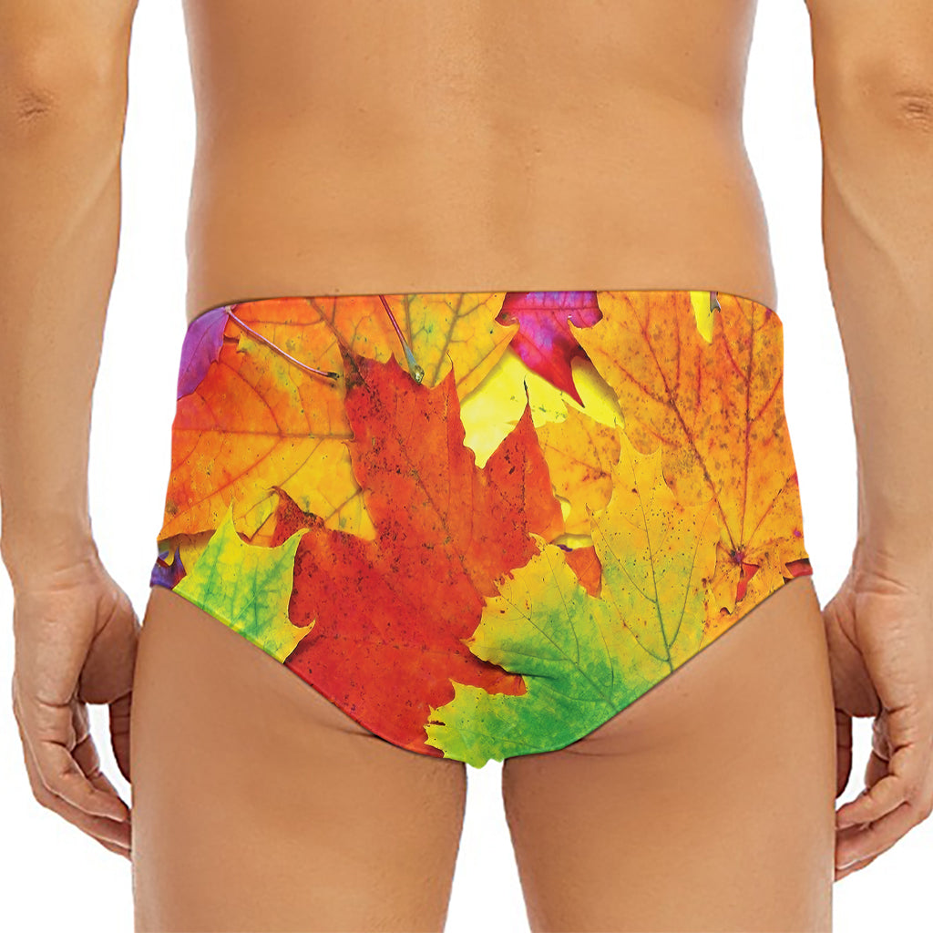 Autumn Maple Leaves Print Men's Triangle Swim Briefs